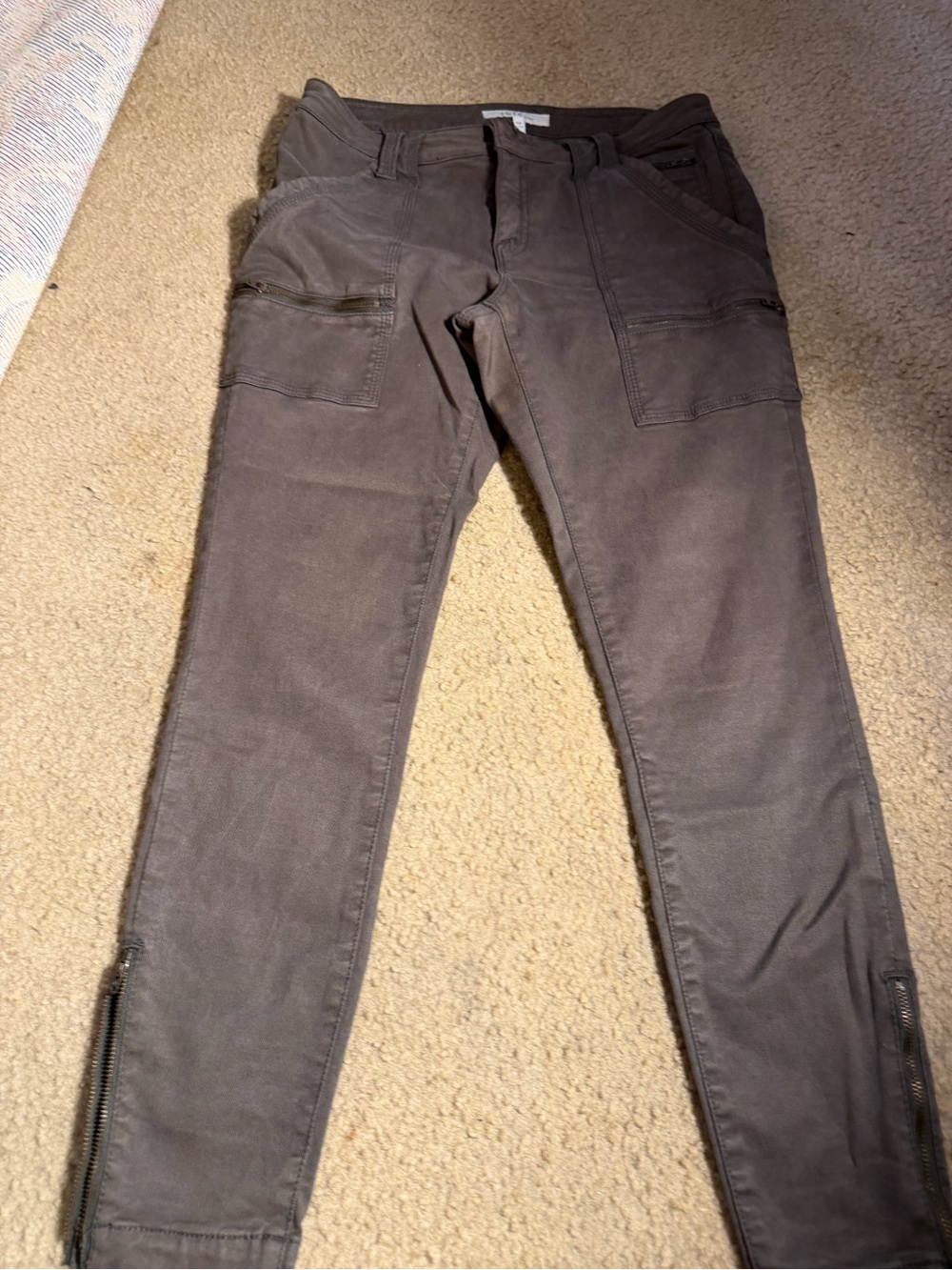 JOIE womens 29 Park skinny army green ankle zip cotton twill pants stretch